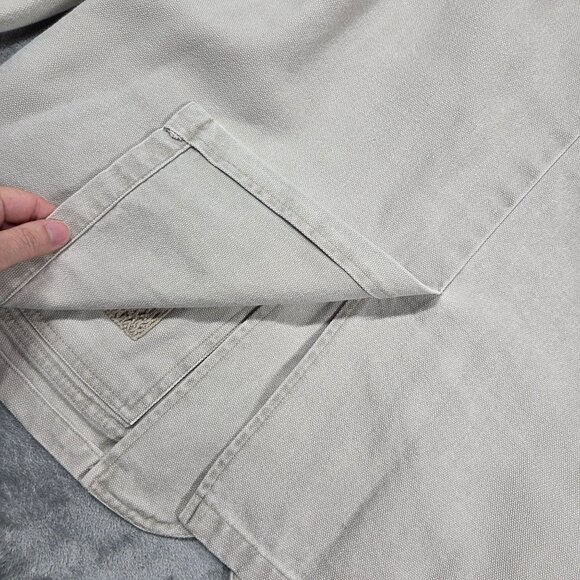 Vtg Sierra Trading Post Jacket Mens Large Beige Canvas Safari Hunting Chore Coat - Picture 10 of 16